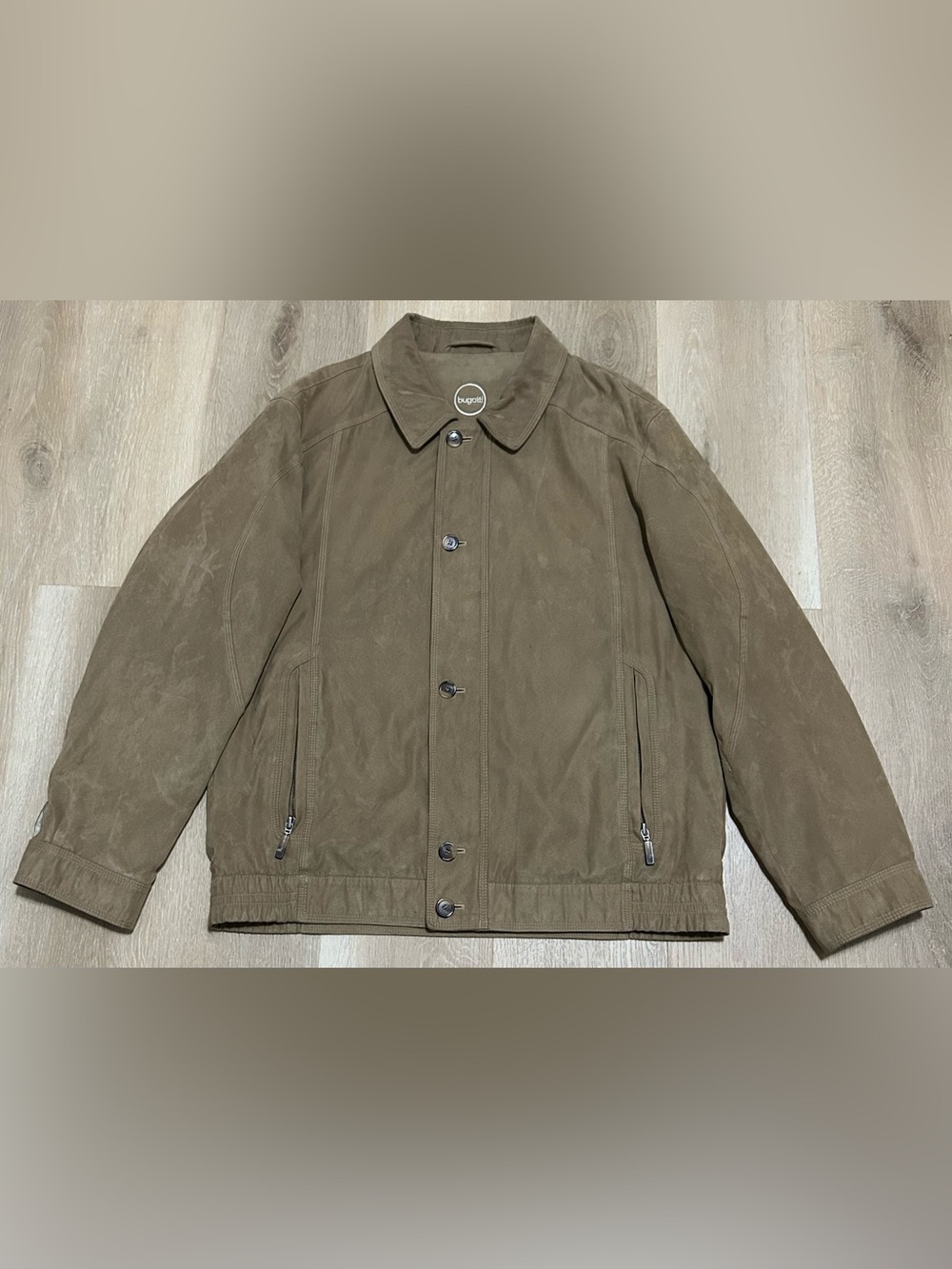 Bugatti Men's Suede Olive Brown Button-Front Casual Jacket